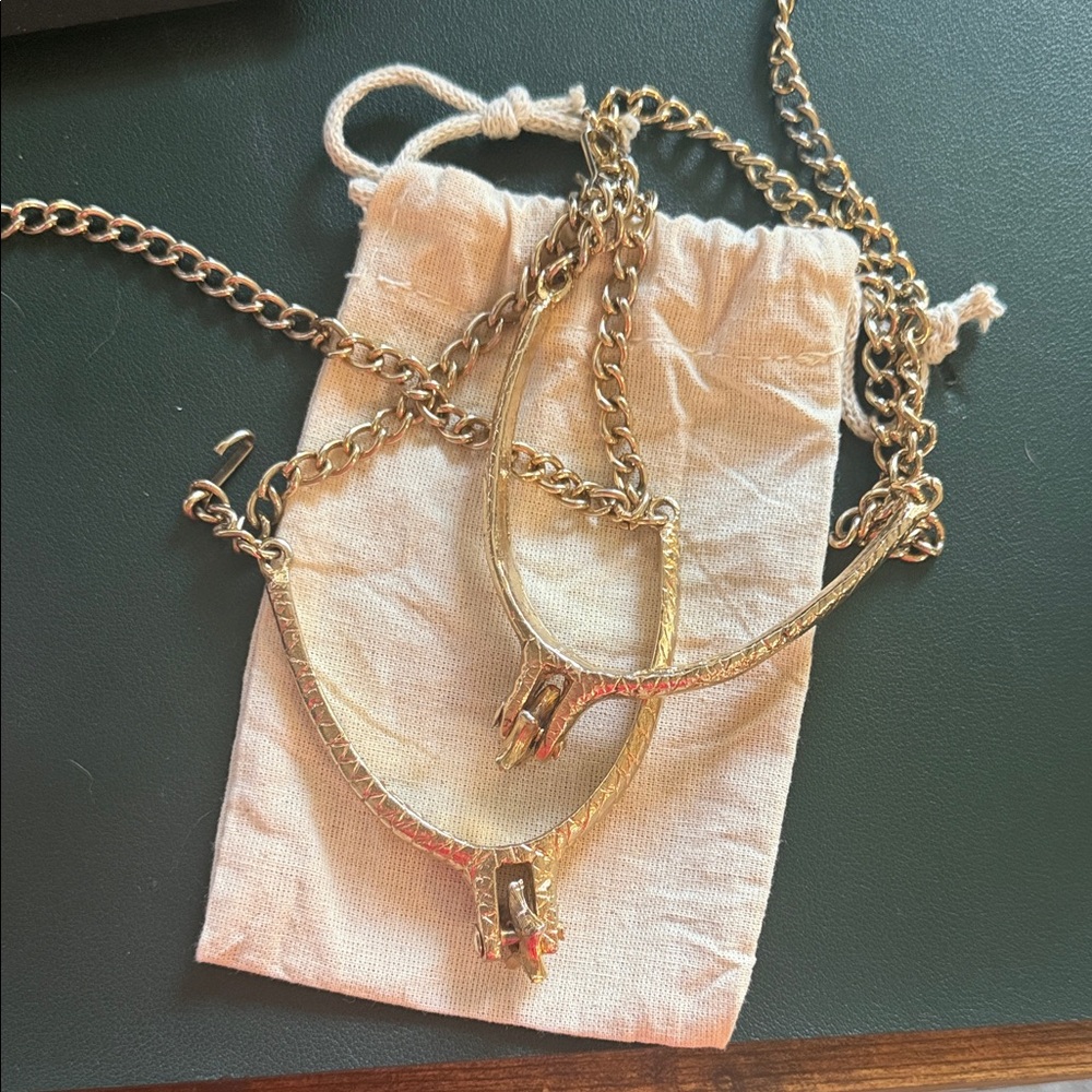 Vintage Gold-Plated Stirrups and Chains